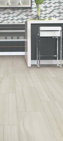 marble look tile flooring in kitchen